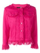Love Moschino Frayed Denim Jacket, Women's, Size: 44, Pink/purple, Cotton/spandex/elastane