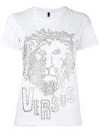 Versus Lion Head Studded T-shirt, Women's, Size: Small, White, Cotton/spandex/elastane/metal