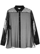 Boutique Moschino Sheer Lace Detail Shirt - Black