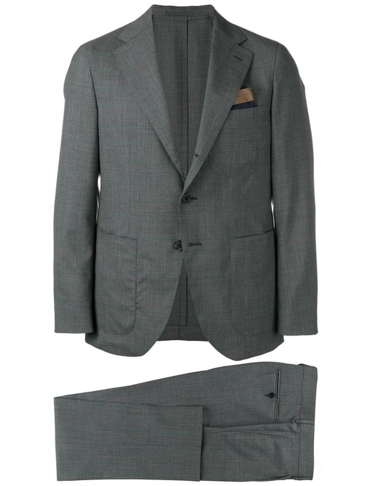 Caruso Checked Formal Suit - Grey