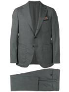 Caruso Checked Formal Suit - Grey