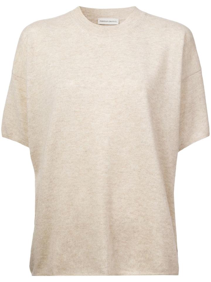 Mansur Gavriel Cashmere Short Sleeve Crew Neck Sweater - Neutrals