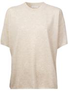 Mansur Gavriel Cashmere Short Sleeve Crew Neck Sweater - Neutrals