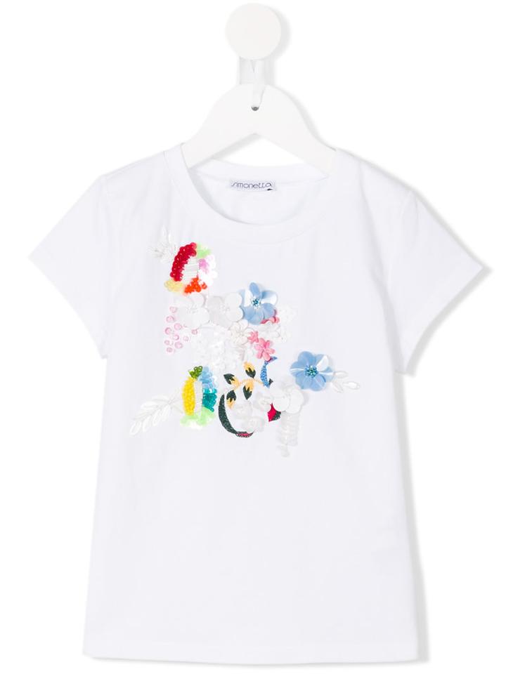 Simonetta - Embellished T-shirt - Kids - Cotton/acrylic/spandex/elastane/sequin - 6 Yrs, White