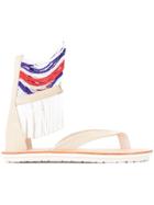 Sacai Beaded Fringe Sandals - Neutrals