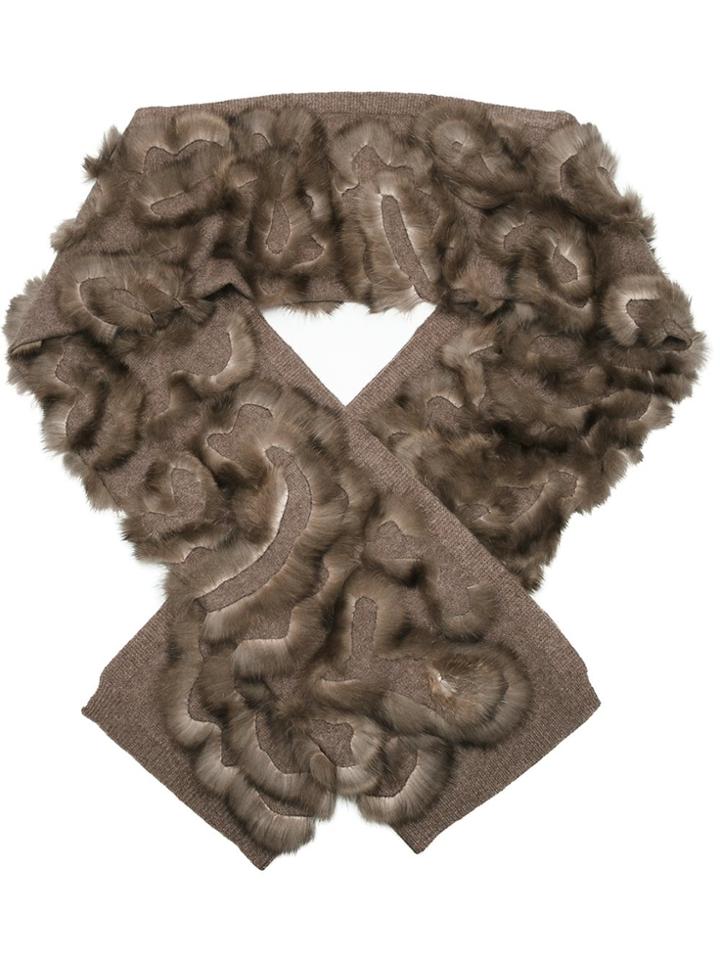 Liska Cashmere And Sable Scarf - Brown