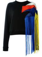 Christopher Kane Embroidered Fringed Sweatshirt, Women's, Size: Medium, Black, Cotton/polyester/viscose/acetate