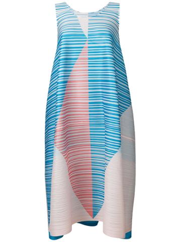 Pleats Please By Issey Miyake Graphic Striped Dress - Blue