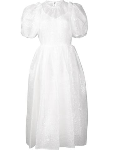 Dolce & Gabbana Puffy Short Sleeved Sheer Dress, Women's, Size: 38, White, Polyamide/spandex/elastane/silk
