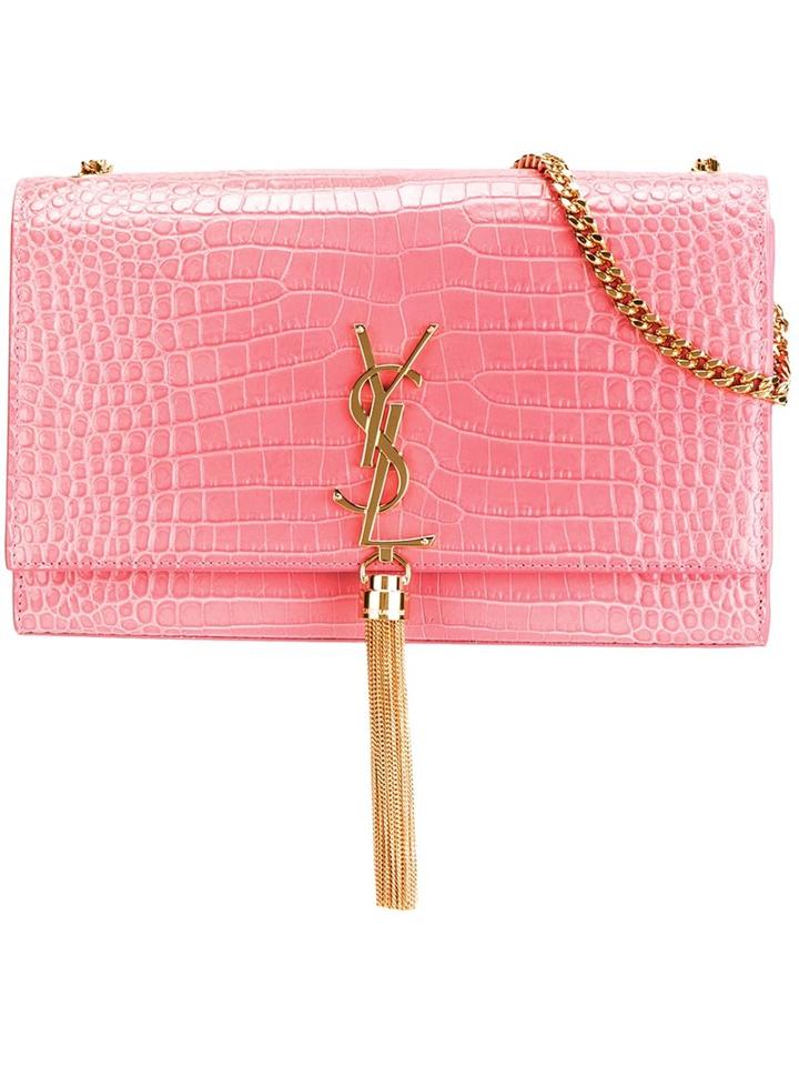 Saint Laurent Medium 'monogram Kate' Shoulder Bag, Women's, Pink/purple