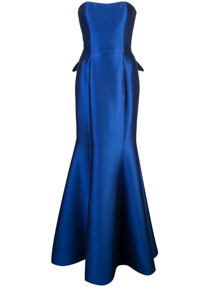 Marchesa Notte Long Strapless Dress - Blue