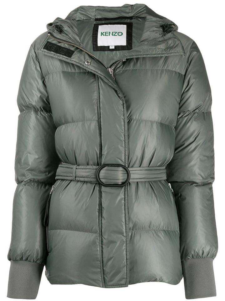Kenzo Belted Short Quilted Jacket - Green