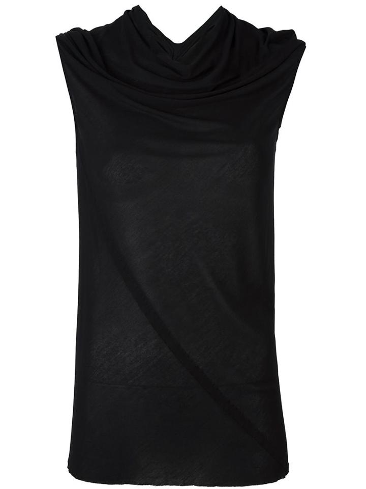 Rick Owens Draped Collar T-shirt, Women's, Size: 42, Black, Viscose/silk