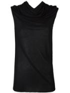 Rick Owens Draped Collar T-shirt, Women's, Size: 42, Black, Viscose/silk