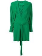 Balmain Crossed Lace Dress, Women's, Size: 38, Green, Viscose
