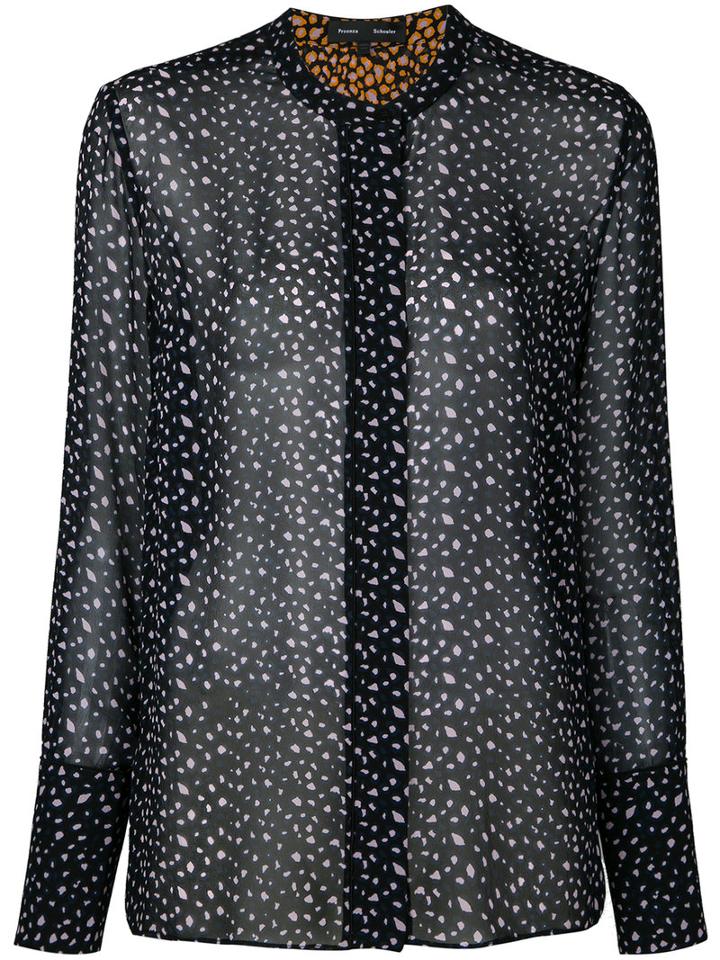 Proenza Schouler - Long Sleeve Printed Shirt - Women - Silk - 6, Blue, Silk