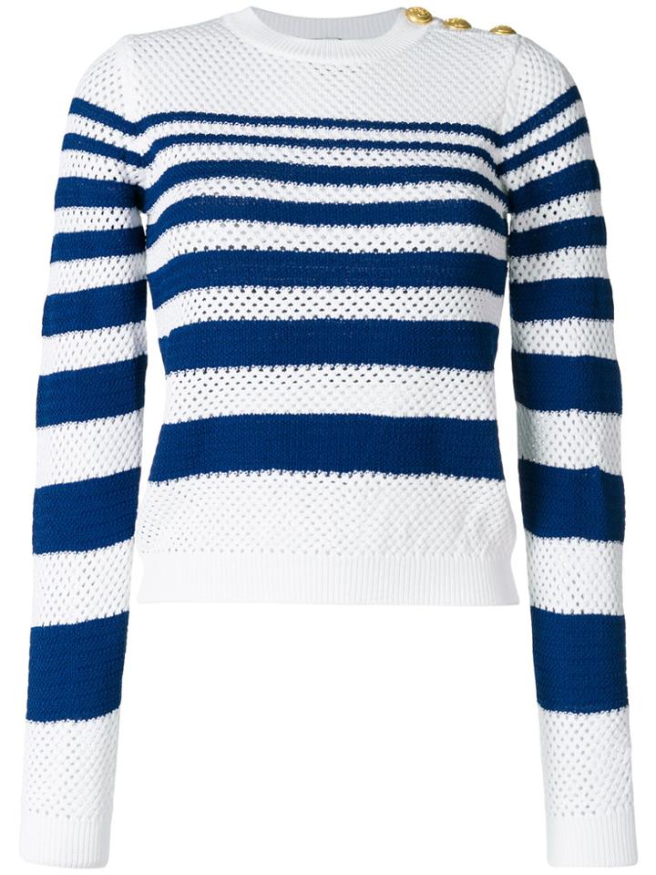 Pinko Open Knit Striped Jumper - Blue