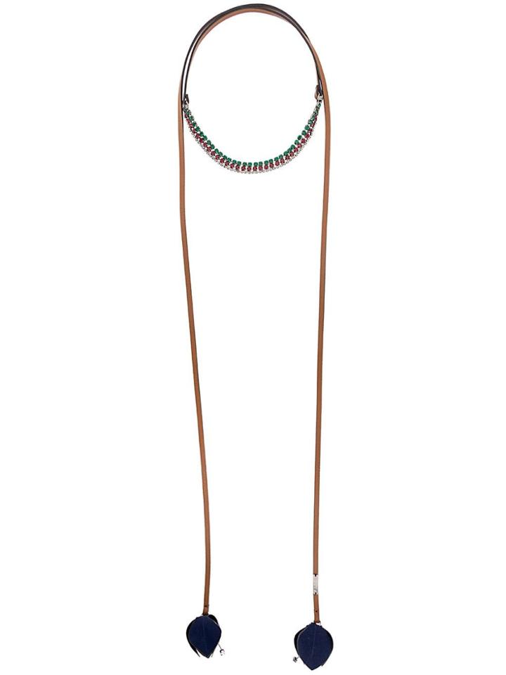 Marni Floral Strings Necklace - Brown