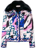 Emilio Pucci Faux Fur Printed Jacket - Pink & Purple
