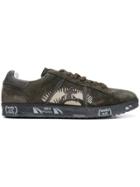 White Premiata Embroidered Detail Lace-up Sneakers - Green