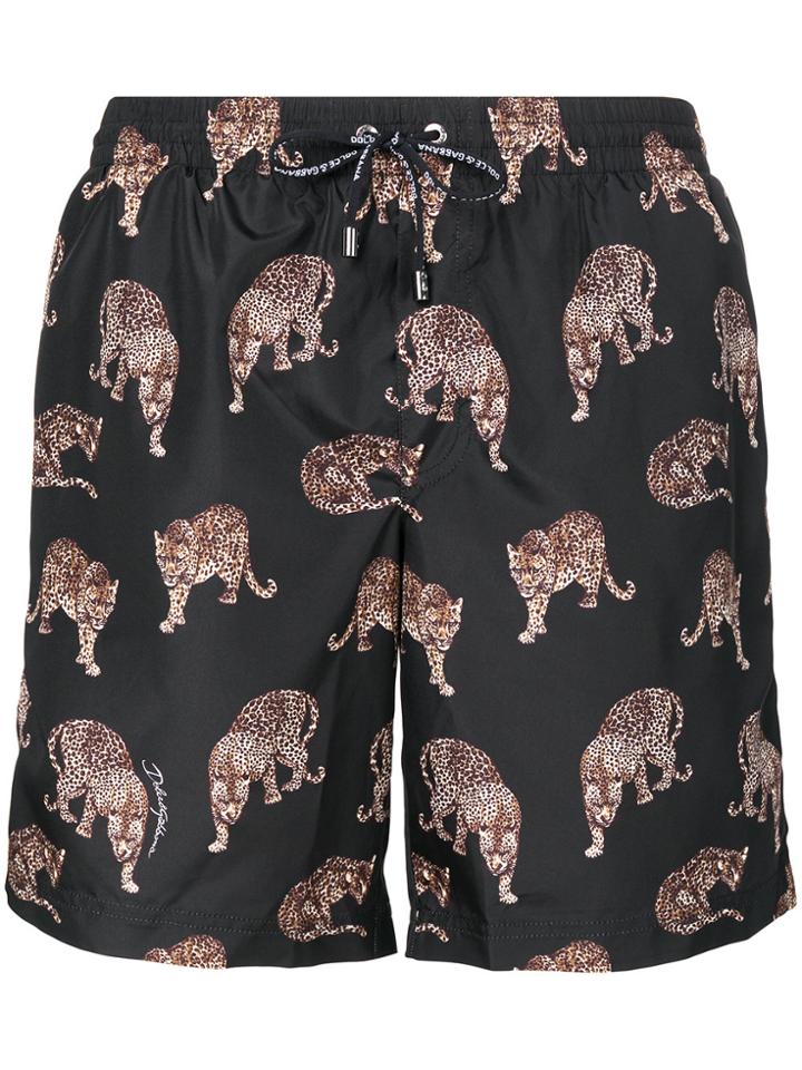 Dolce & Gabbana Tiger Print Swim Shorts - Black