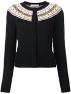 Philosophy Di Lorenzo Serafini Patterned Detail Cardigan, Women's, Size: 40, Black, Wool