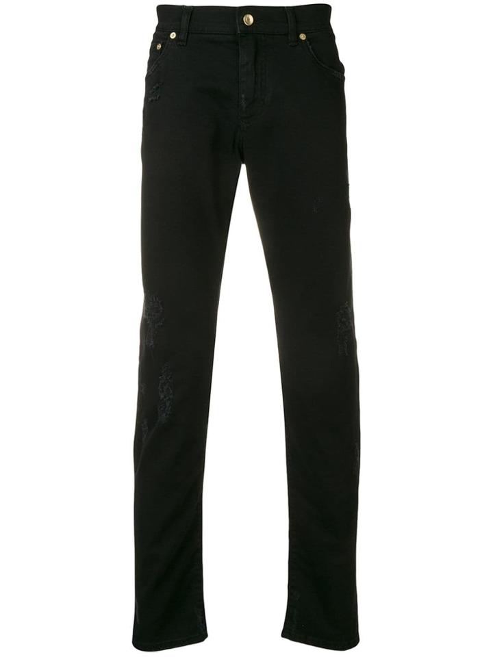 Dolce & Gabbana Slim Fit Distressed Jeans - Black
