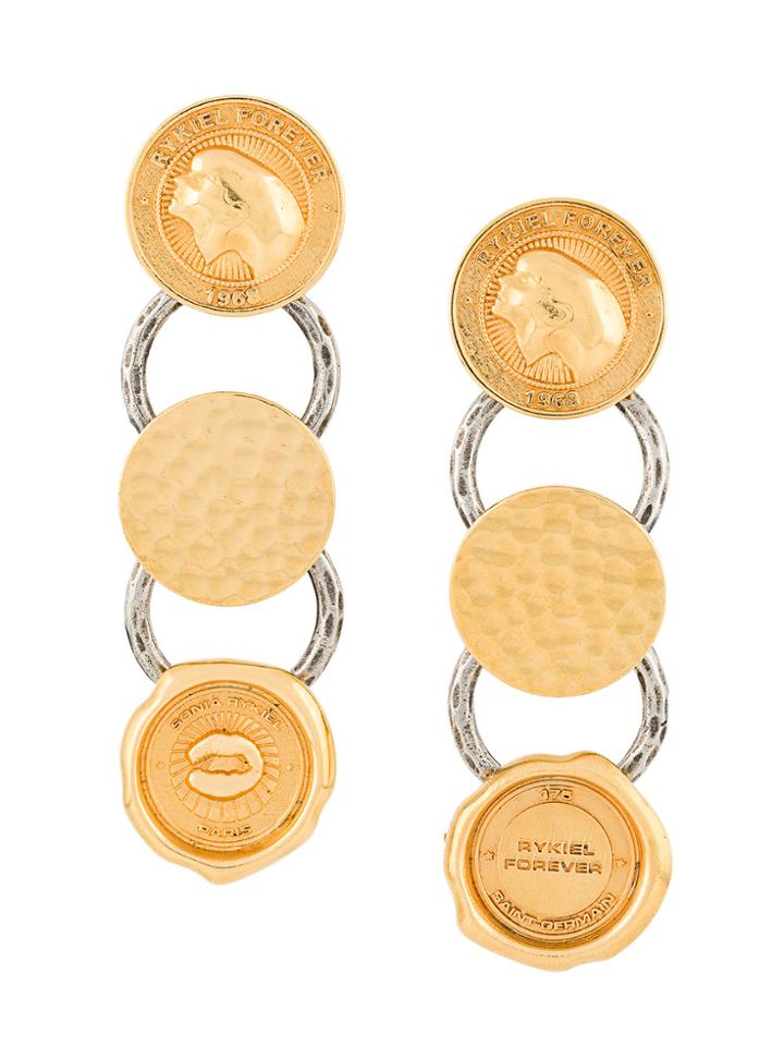 Sonia Rykiel Medal Drop Earrings - Metallic