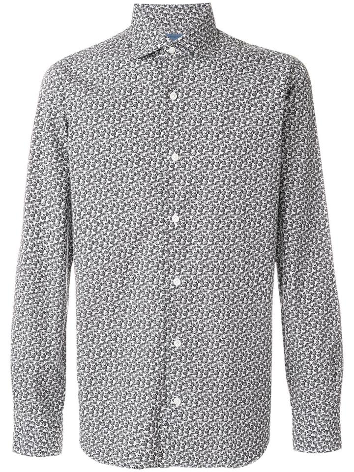 Barba Roseprint Curved Hem Shirt - White