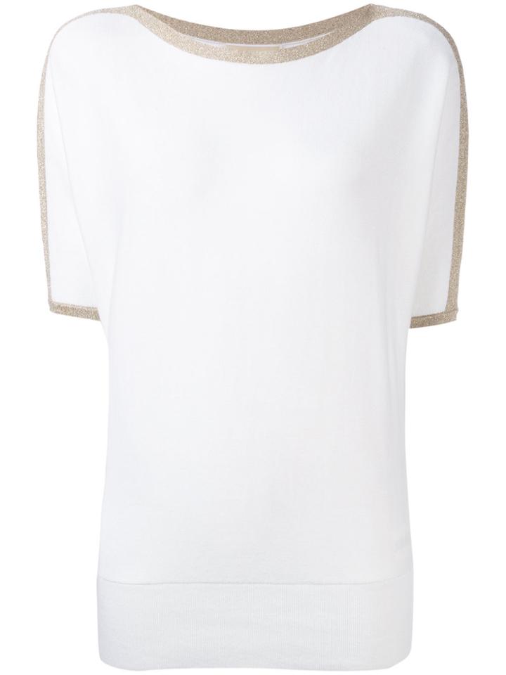 Michael Michael Kors Gold Trim Half Sleeve Sweater - White
