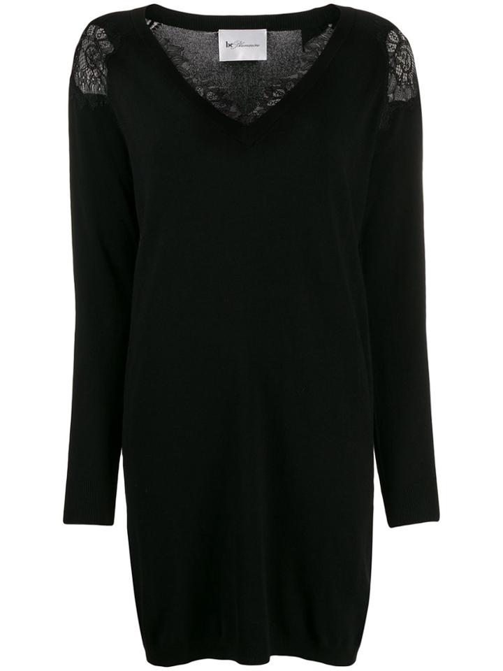 Be Blumarine Lace Panel Knit Dress - Black