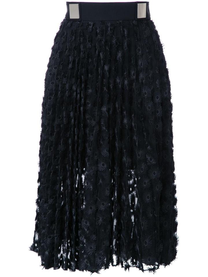 Carven Eyelet Pleated Skirt - Black