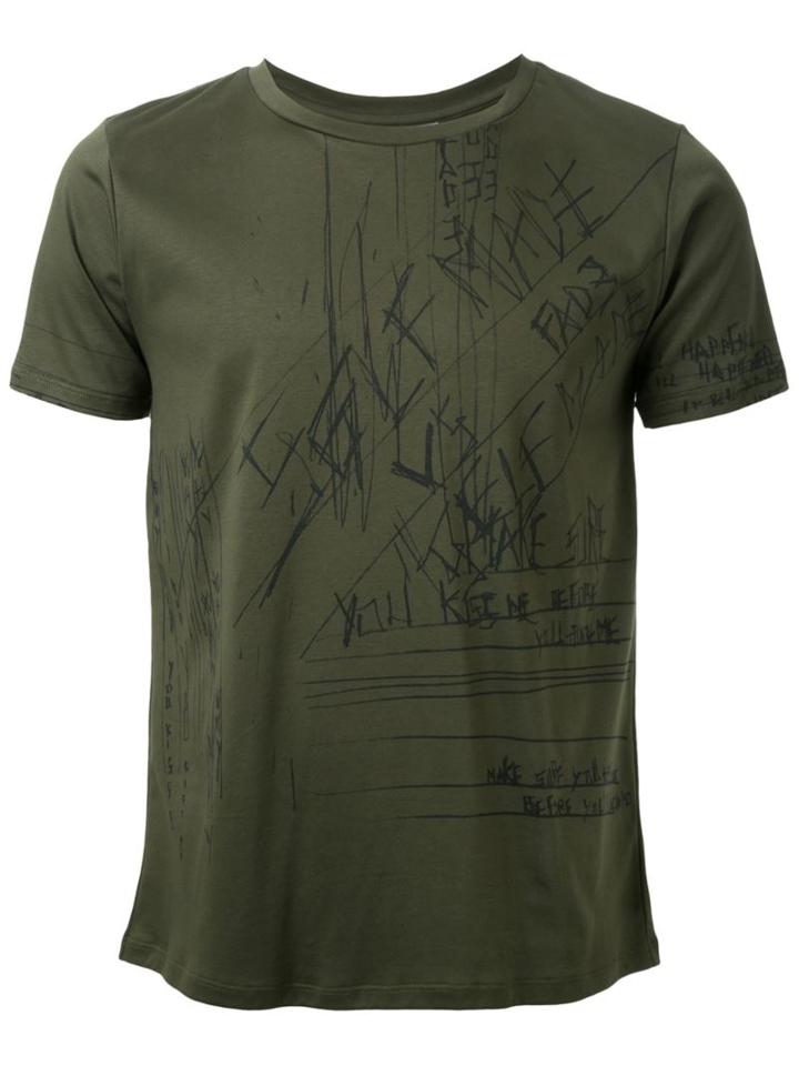 Fad Three Notes Print T-shirt, Men's, Size: Small, Green, Cotton