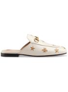 Gucci Princetown Embroidered Leather Slipper - White