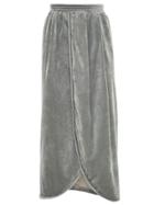 Framed Velvet Tube Midi Skirt - Grey