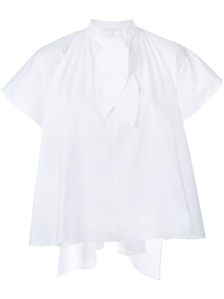 Delpozo Pussy Bow Poplin Blouse, Women's, Size: 42, White, Cotton