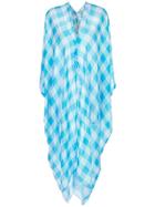 Adriana Degreas Silk Plaid Kaftan - Blue