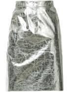 Ralph Lauren Cracked Effect Straight Skirt - Metallic
