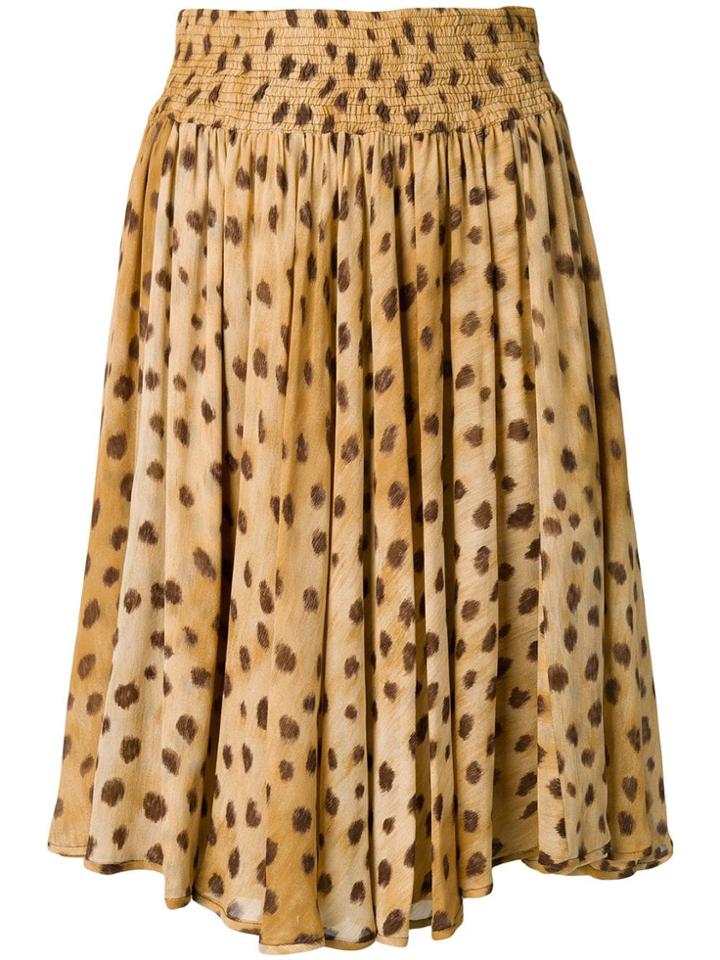 Valentino Vintage Animal Print Flared Skirt - Brown