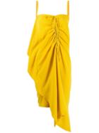 Mcq Alexander Mcqueen Ruched Drape Asymmetric Dress - Yellow