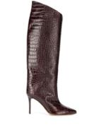 Alexandre Vauthier Knee Length Crocodile Print Boots - Brown