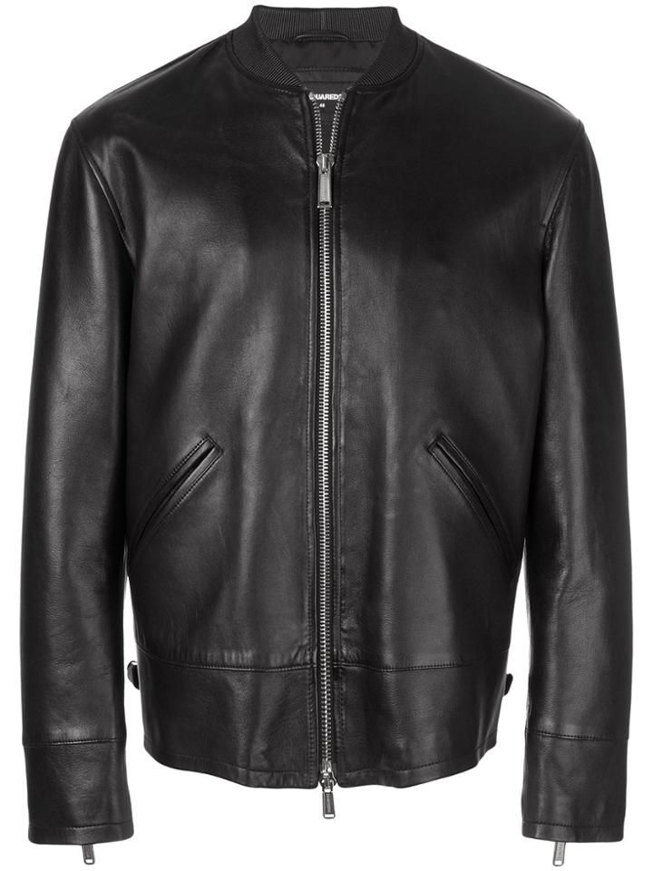 Dsquared2 Zipped Leather Jacket - Black