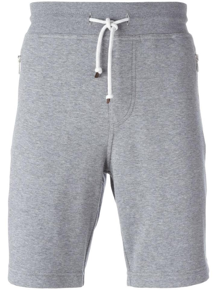 Brunello Cucinelli Drawstring Sweatshorts, Men's, Size: Large, Grey, Cotton/polyamide