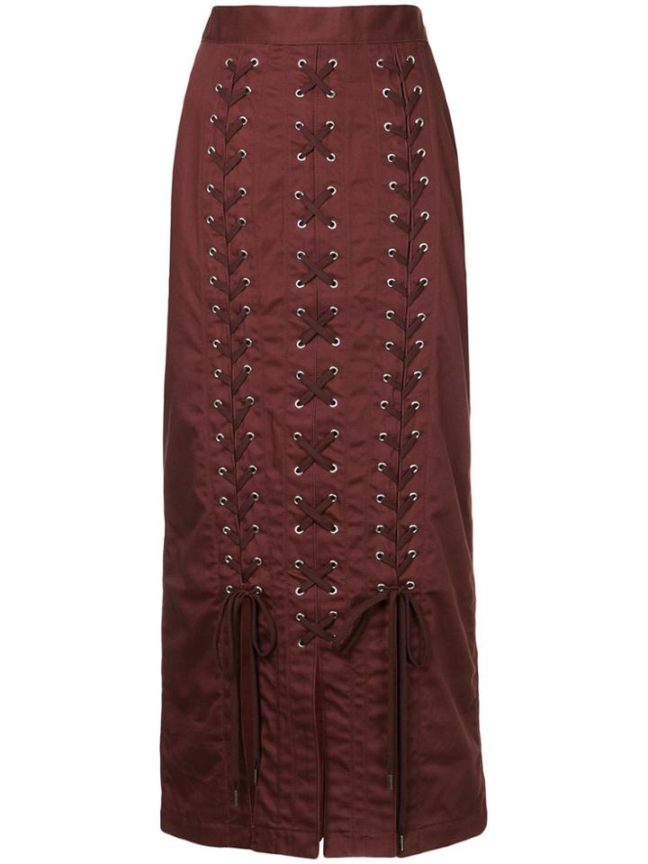G.v.g.v. Lace-up Midi Skirt - Red