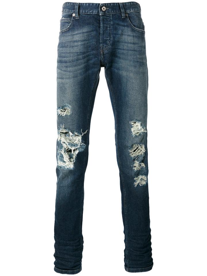 Just Cavalli - Distressed Straight Leg Jeans - Men - Cotton/spandex/elastane - 30, Blue, Cotton/spandex/elastane