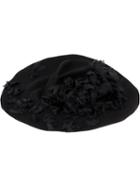 Horisaki Design & Handel - Floral Embellished Hat - Women - Rabbit Fur Felt - 56, Black, Rabbit Fur Felt