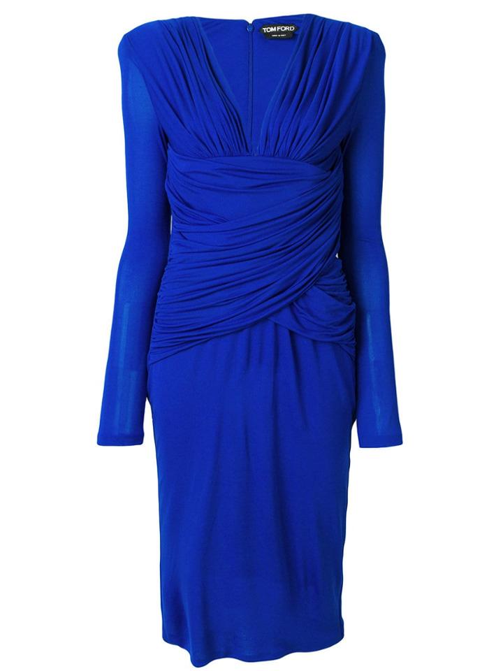 Tom Ford Gathered Midi Dress - Blue