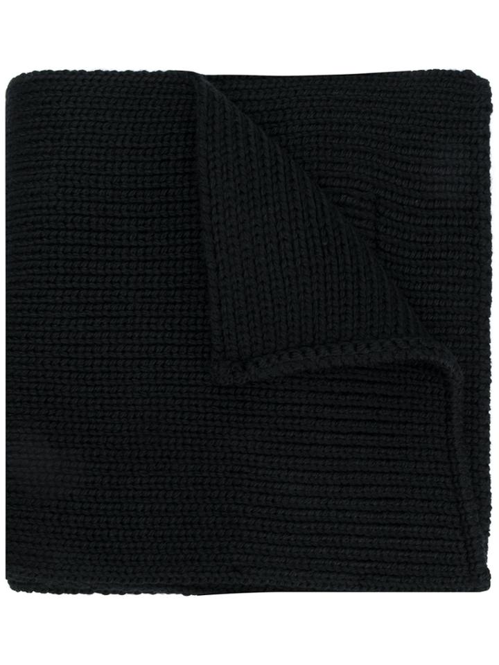 Prada Ribbed Knit Scarf - Black