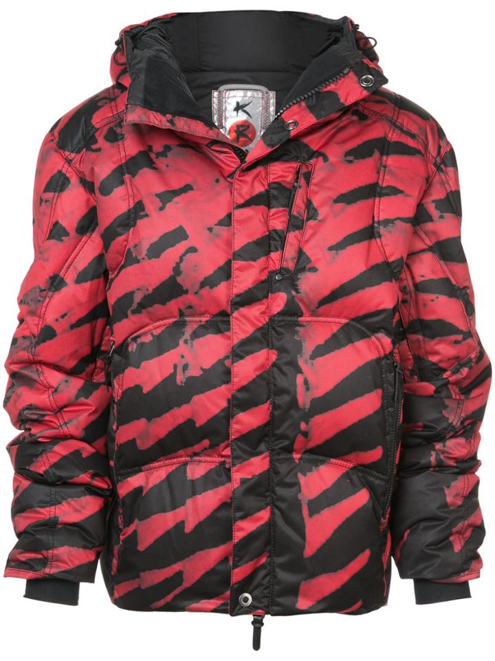 Kru Printed Padded Coat - Red