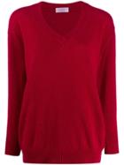 Zanone V-neck Plain Jumper - Red